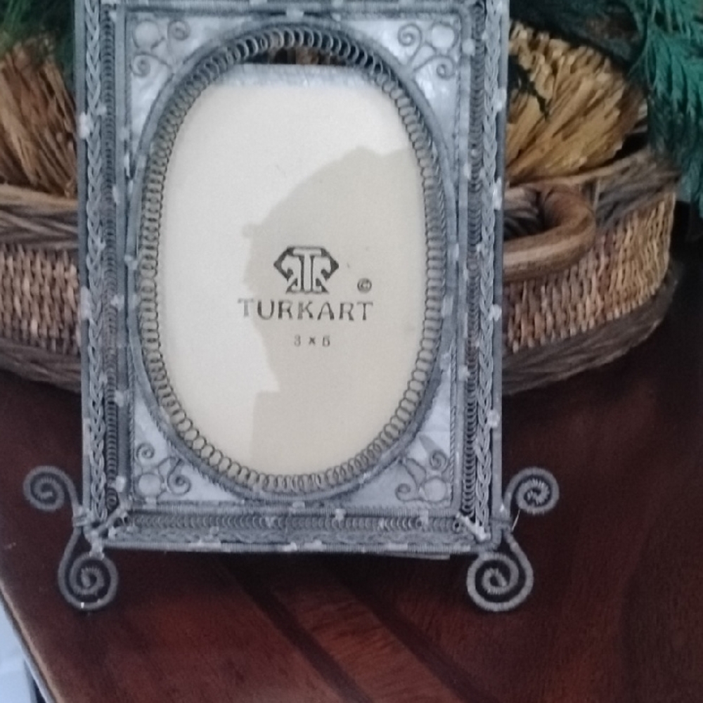 Vintage Pewter filigree Scrollwork French Victorian Picture Frame